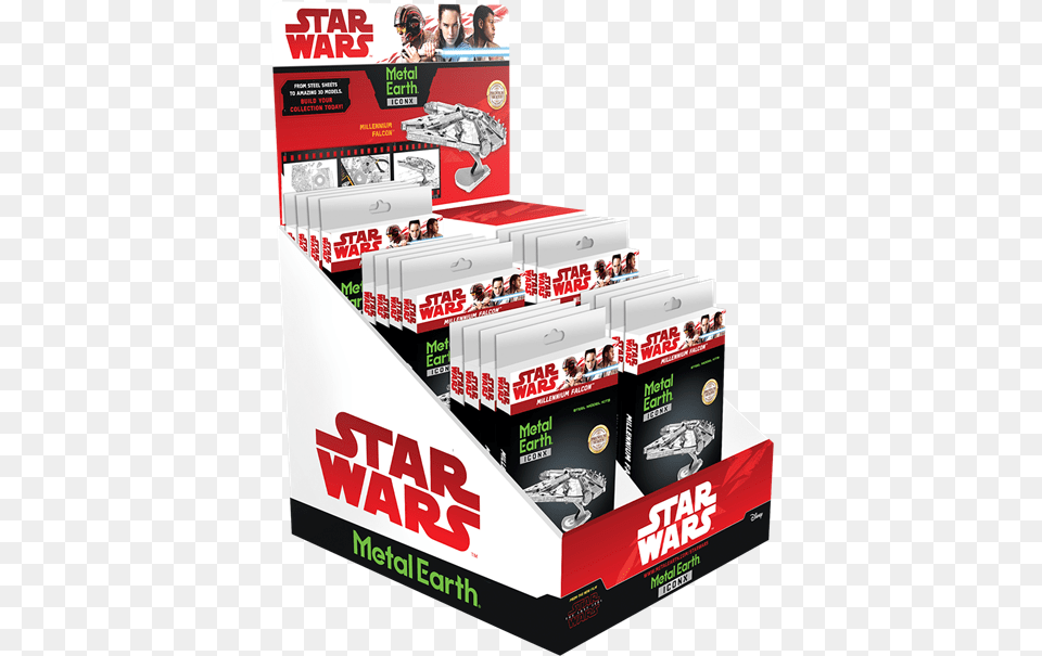 Picture Of Iconx Millennium Falcon Prepack Topps Star Wars Journey To Episode Viii Blaster Box, Advertisement, Poster, Person Png