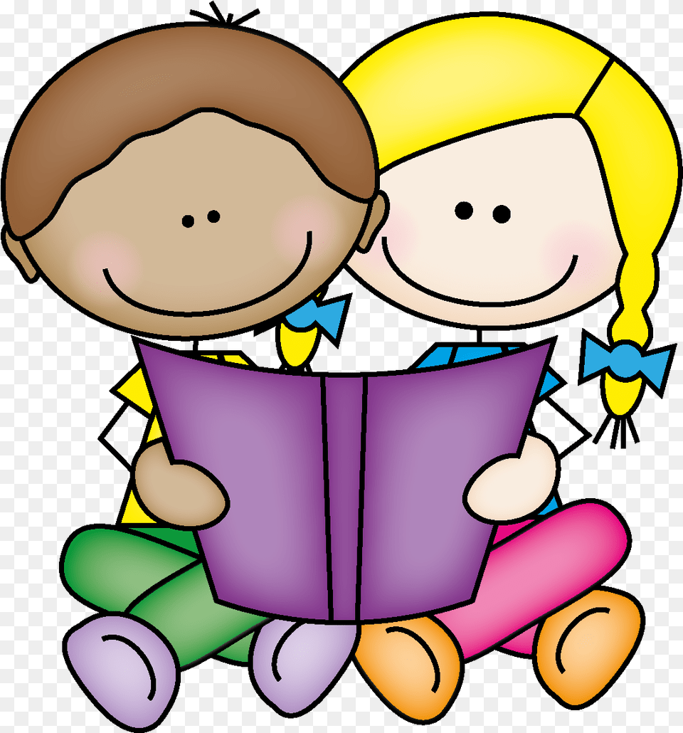 Picture Of Little Kids Reading Book Clipart Cliparts Kids Sharing Clipart, Person, Baby, Face, Head Free Png Download