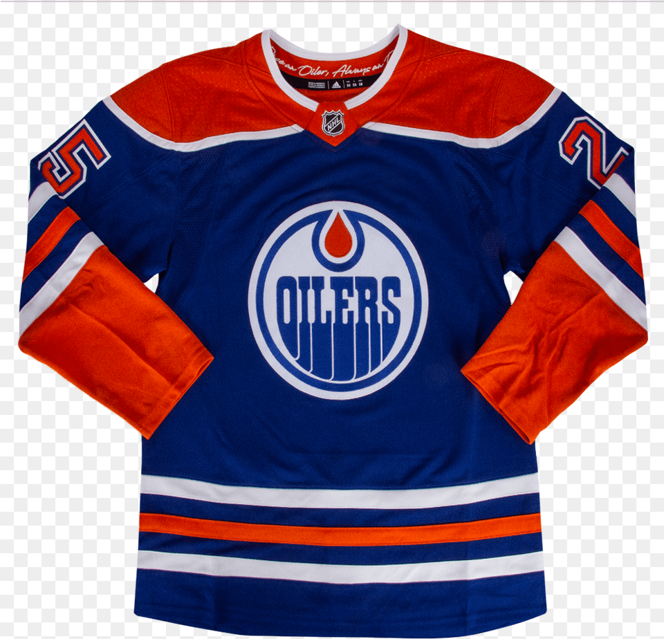 Picture Of Men39s Nhl Edmonton Oilers Darnel Nurse Authentic Edmonton Oilers Home Jersey, Clothing, Flag, Shirt Png Image