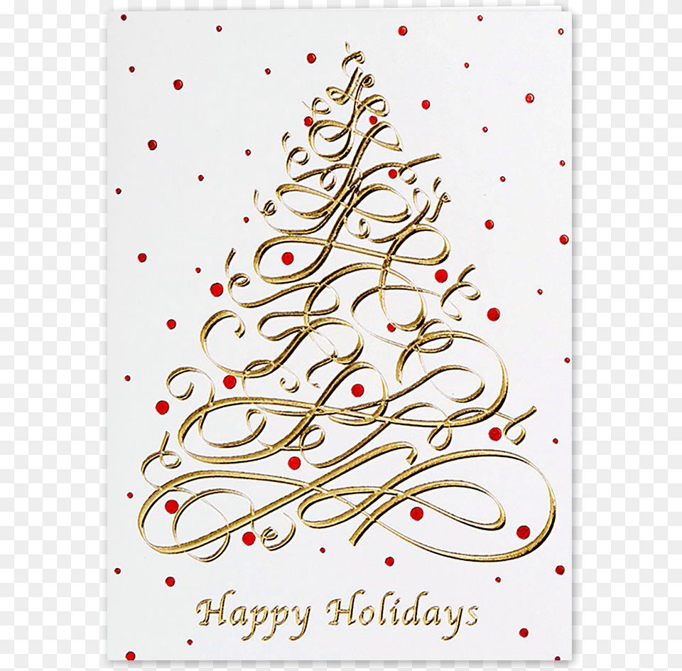 Picture Of Modern Tree Greeting Card Happy Holiday Greetings, Calligraphy, Handwriting, Text Png Image