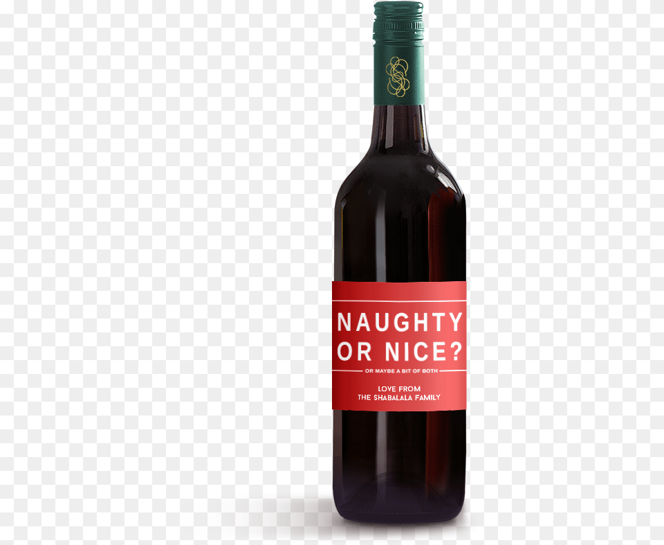 Picture Of Naughty Or Nice Wine Label Glass Bottle, Alcohol, Liquor, Beverage, Wine Bottle Png