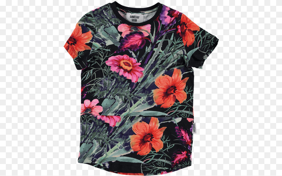 Picture Of Quotjamaicaquot Floral Print T Shirt Black Multi Boy Floral T Shirt, T-shirt, Plant, Graphics, Flower Free Transparent Png