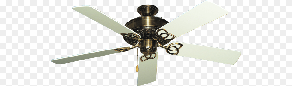 Picture Of Renaissance Antique Brass With White Blade Ceiling Fan, Appliance, Ceiling Fan, Device, Electrical Device Free Png