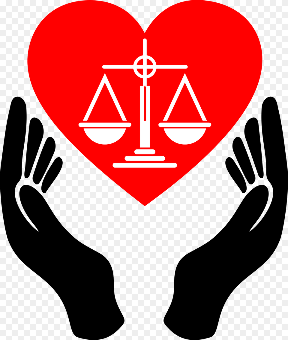 Picture Of Scales Of Justice In A Heart Held By Two Bill Of Rights Symbol, Scale Free Transparent Png