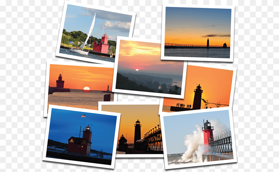 Picture Of Set Complete Lighthouse Series Set Of 8 Grand Haven Light, Art, Water, Waterfront, Collage Free Transparent Png
