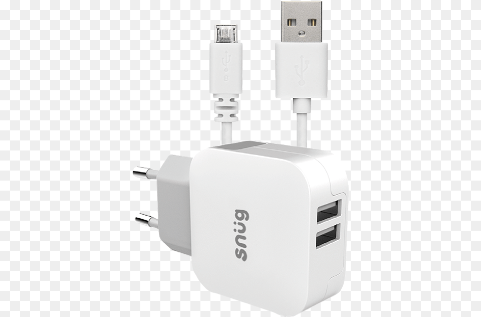 Picture Of Snug 2 Port Usb Home Charger With Micro Usb Cable, Adapter, Electronics, Plug Free Transparent Png