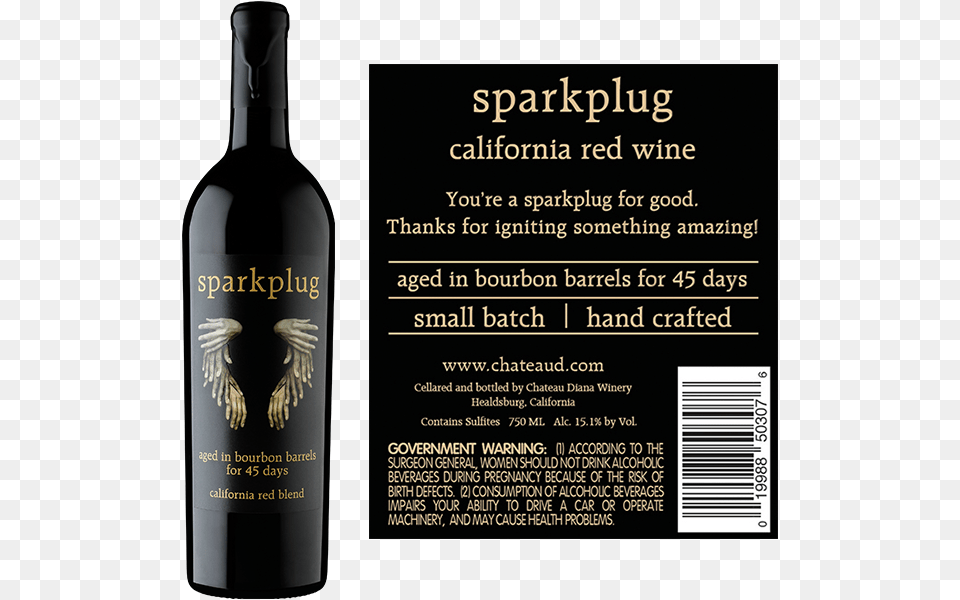 Picture Of Sparkplug California Red Blend Aged In Bourbon Glass Bottle, Alcohol, Beverage, Liquor, Wine Free Png Download