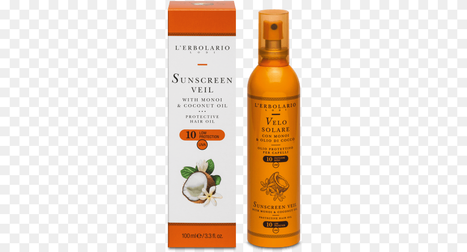 Picture Of Sunscreen Veil For Hair Spf 10 100 Ml L39erbolario Olio Per Capelli Cocco, Bottle, Cosmetics, Perfume, Food Free Png