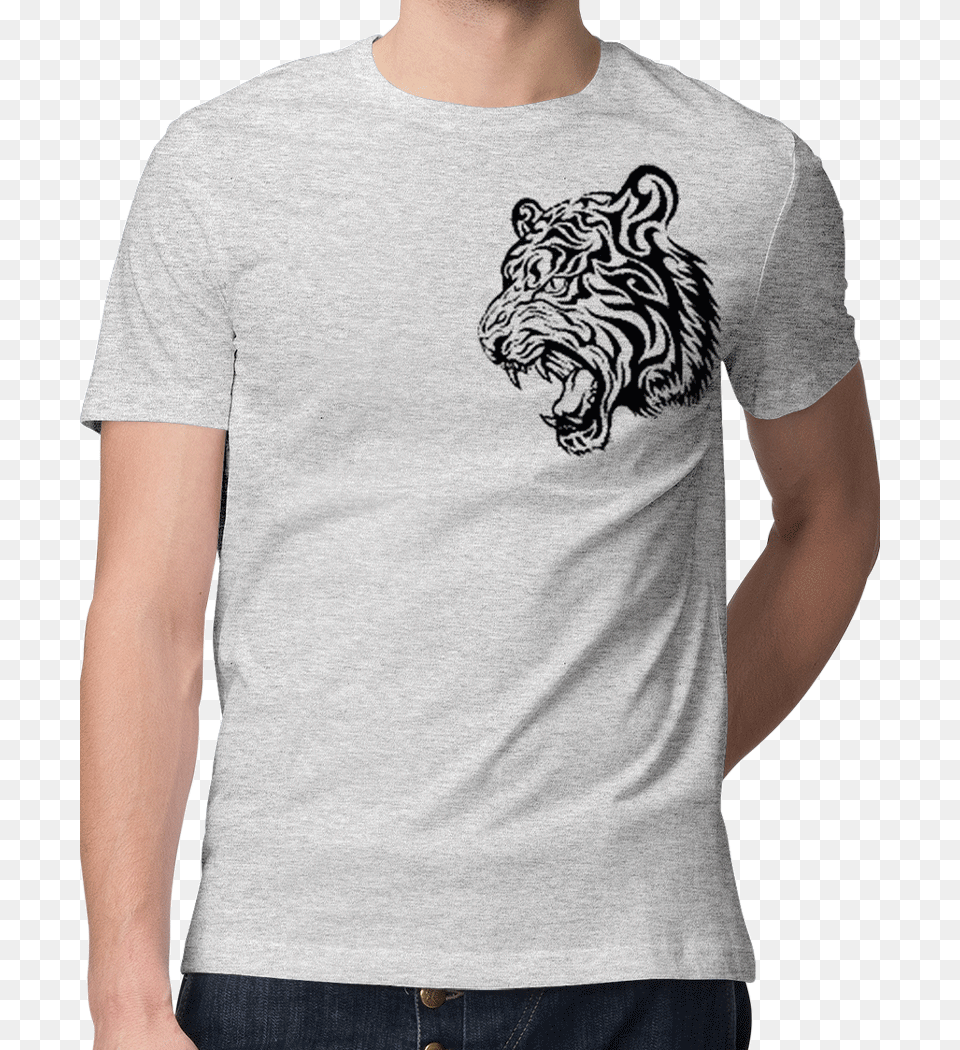 Picture Of Tiger Roar T Shirt T Shirt, T-shirt, Clothing, Adult, Person Free Png