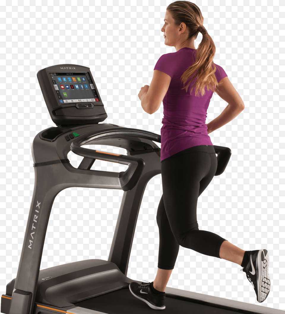 Picture Of User On Treadmill With Netflix App Matrix Tf30 Treadmill, Adult, Woman, Person, Female Free Transparent Png