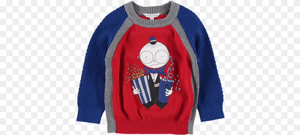 Picture Of Usher Print Sweatshirt Red Amp Blue Cardigan, Clothing, Knitwear, Sweater Png