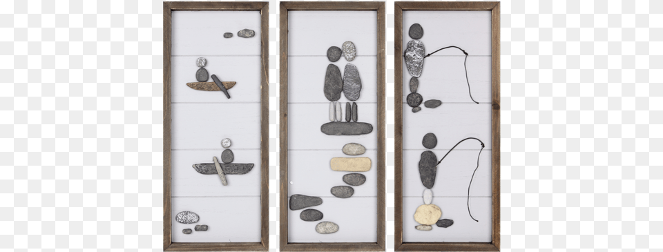 Picture Of Wood Framed Rock Wall Art Art, White Board, Pebble Free Png Download