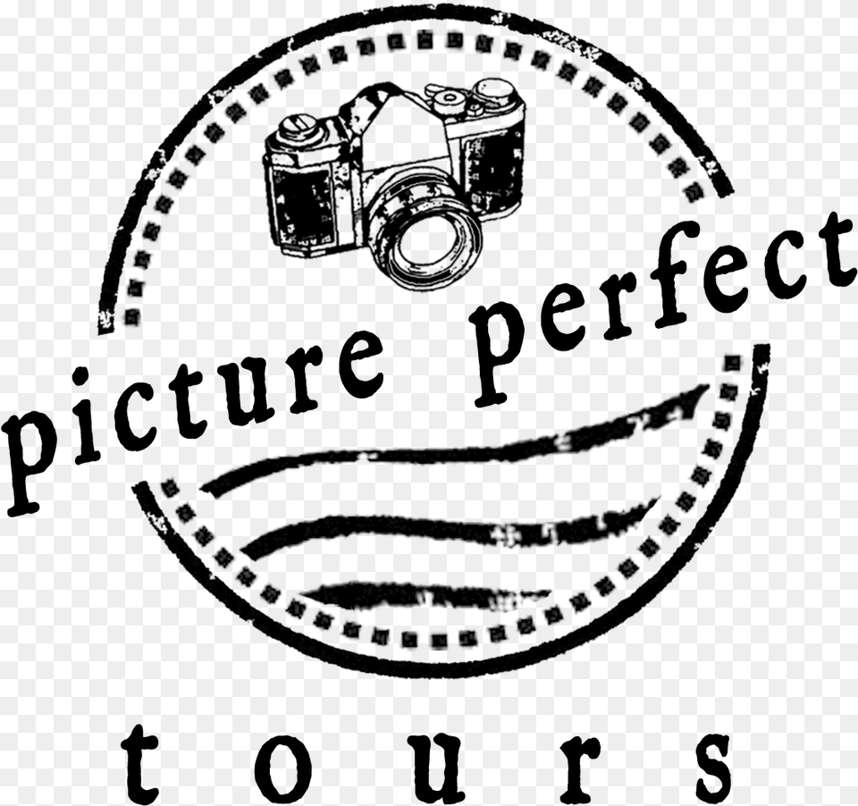 Picture Perfect Tours Logo With Camera Just Married Funny Clipart, Machine, Spoke, Accessories, Jewelry Png