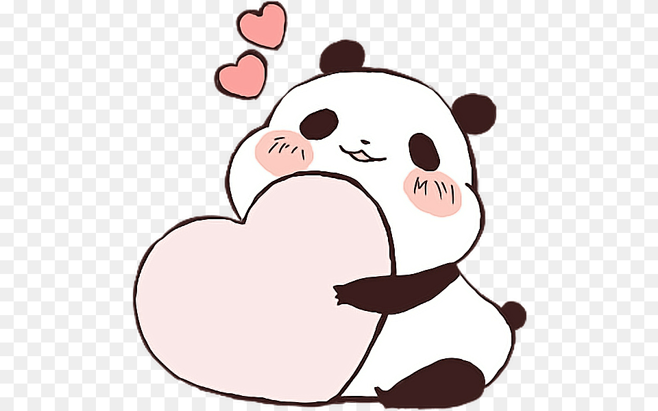 Picture Royalty Free Panda Cute Love Heart Kawaii Freetoedit Kawaii Cute Love Hearts, Nature, Outdoors, Snow, Snowman Png