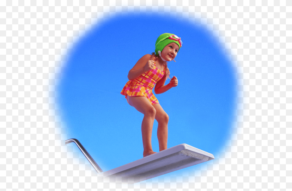 Picture Scared On Diving Board, Baby, Summer, Person, Hat Png Image