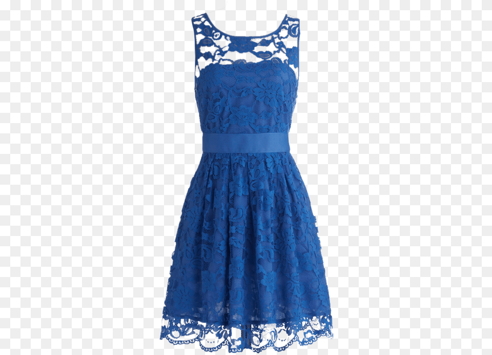 Picture Simple Knee Length Blue Dress, Clothing, Evening Dress, Formal Wear, Lace Png Image