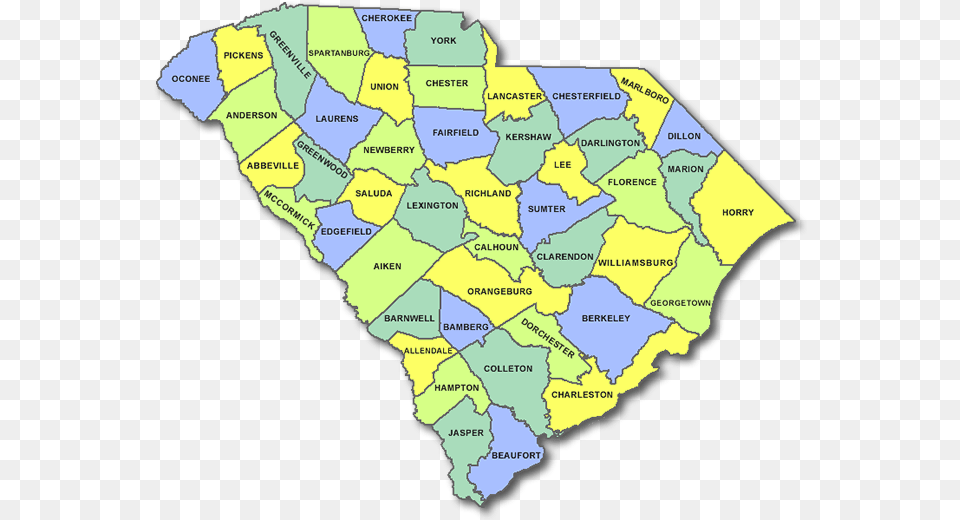 Picture South Carolina Counties, Atlas, Chart, Diagram, Map Png