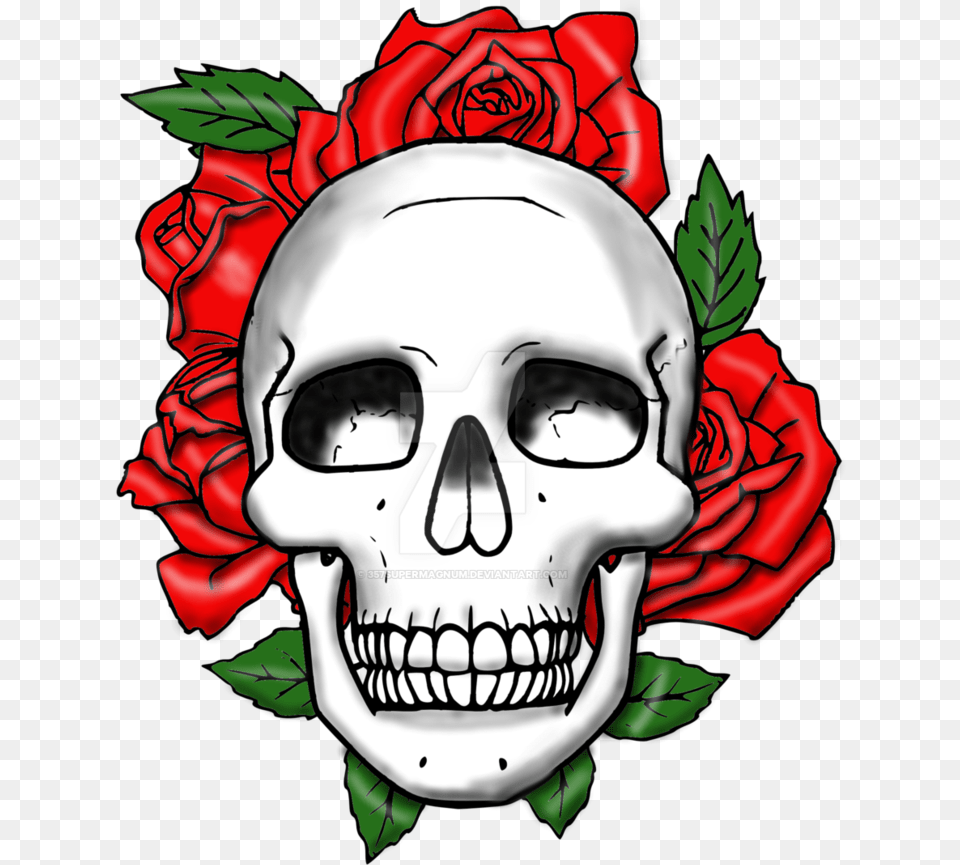 Picture Stock By Supermagnum Skull With Roses, Rose, Art, Plant, Flower Free Png Download