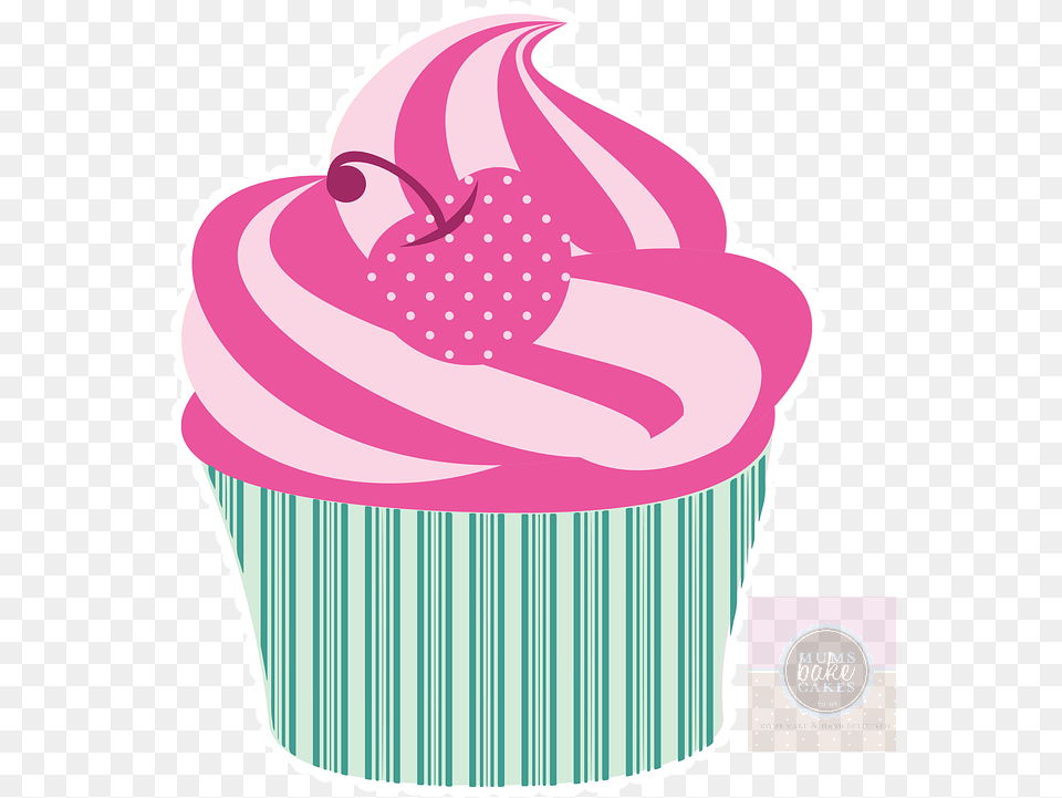 Picture Watermark Cup Cake Pink, Cream, Cupcake, Dessert, Food Free Png Download