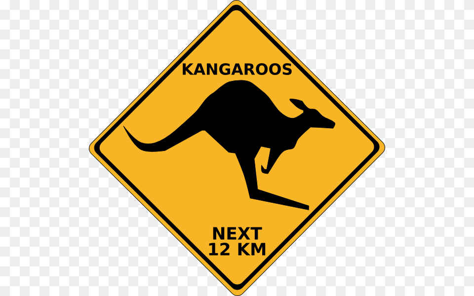 Pictures Of Kangaroo Crossing Sign Clip Art, Symbol, Road Sign, Animal, Mammal Free Png Download