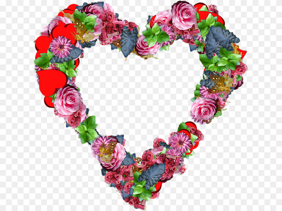 Pictures Of Love Hearts And Flowers, Flower Arrangement, Plant, Flower, Rose Png Image
