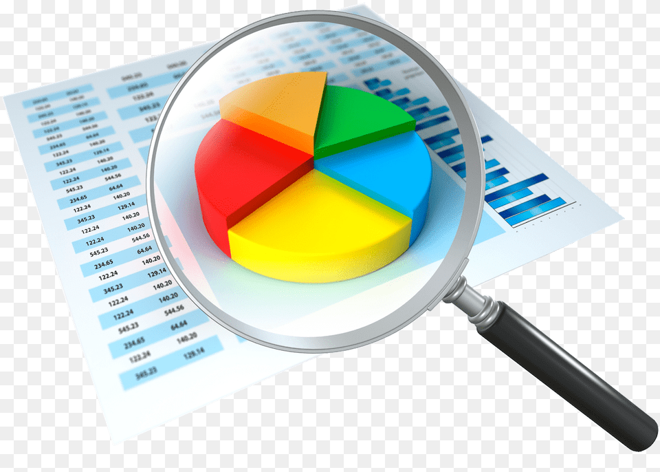 Pie Graph With Magnifying Glass No Background Magnifying Glass On Reports, Toy Free Png Download
