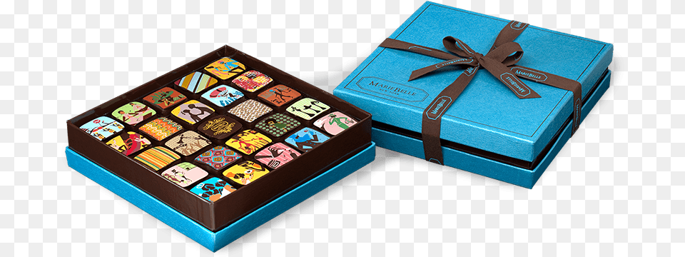 Piece Box Chocolate Ganache Blue Box Mariebelle Chocolate Png