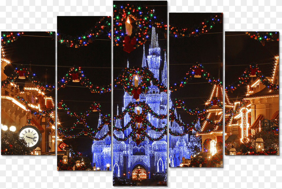 Piece Disney Canvas Art Disney World Cinderella Castle, Lighting, Collage, Architecture, Clock Tower Free Png Download