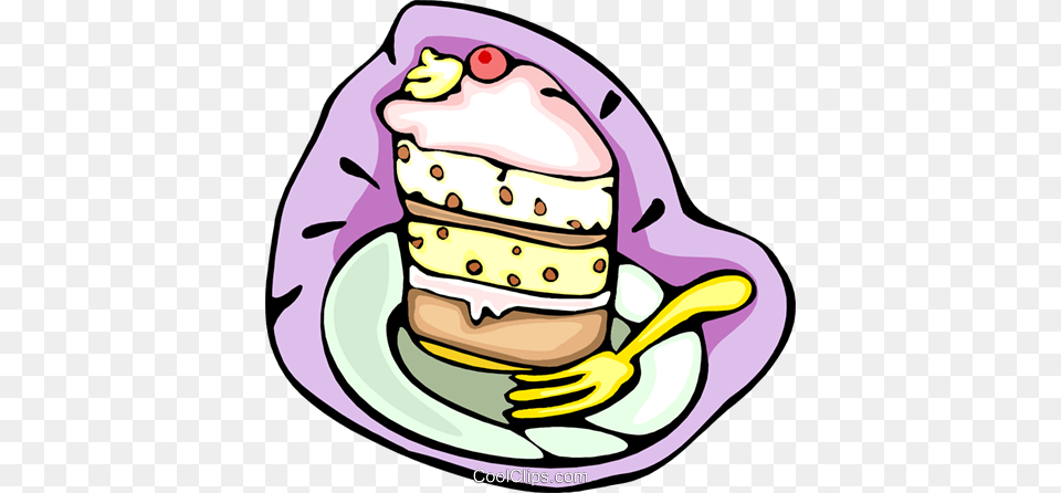 Piece Of Cake Royalty Free Vector Clip Art Illustration, Cutlery, Fork, Food, Cream Png Image