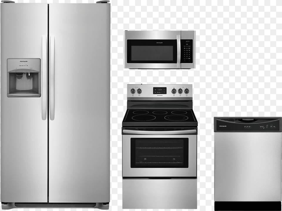 Piece Stainless Steel Kitchen Appliance Package, Device, Electrical Device, Microwave, Oven Free Png
