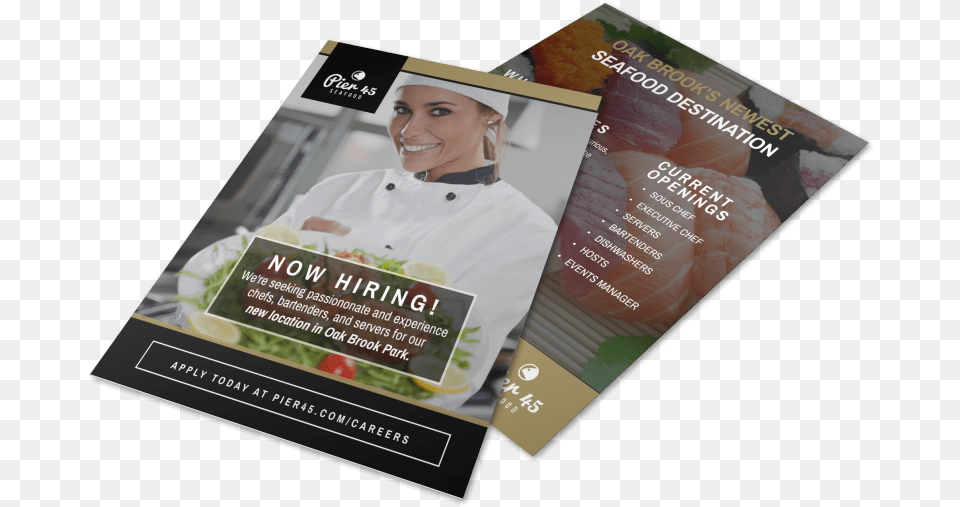 Pier 45 Restaurant Now Hiring Flyer Template Preview Flyer, Adult, Advertisement, Female, Person Free Png