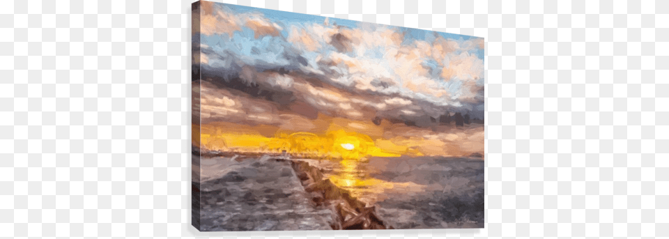 Pier Sunset Canvas Print Painting, Sunrise, Nature, Outdoors, Sky Png Image