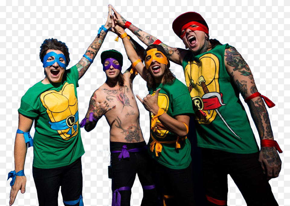 Pierce The Veil Ninja Turtles Band Pierce The Veil, Tattoo, Skin, Person, Man Free Transparent Png