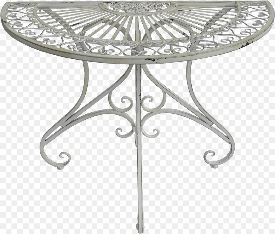 Pierced Demi Lune Metal Garden Table Patio Foyer Demi Coffee Table, Coffee Table, Furniture, Dining Table, Chandelier Png