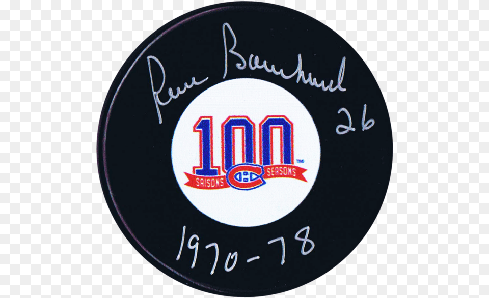 Pierre Bouchard Montreal Canadiens Autographed 100th Circle, Badge, Logo, Symbol, Blackboard Png Image