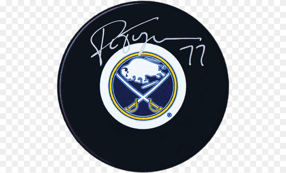 Pierre Turgeon Autographed Buffalo Sabres Puck, Emblem, Symbol, Disk Free Png Download