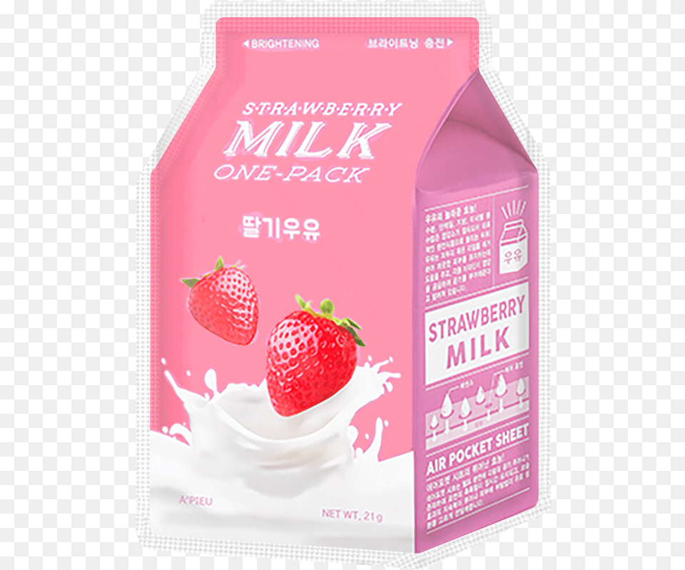 Pieu Strawberry Milk One Pack, Beverage, Berry, Produce, Plant Png