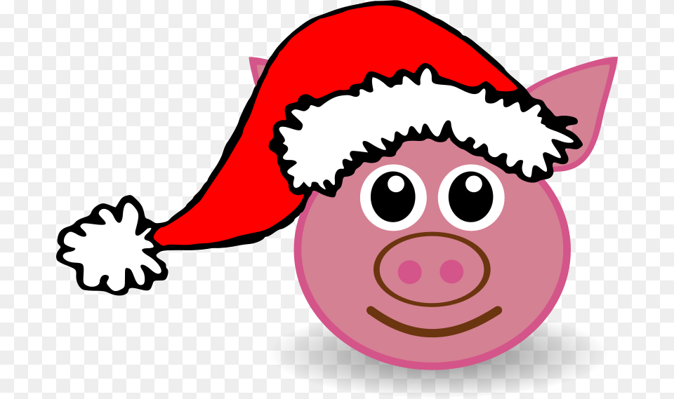 Pig 01 Face Cartoon Pink With Santa Hat, Baby, Person, Head Free Png Download