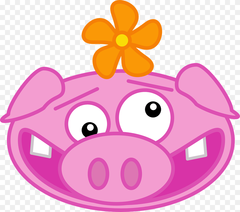 Pig Animal Mammal Flower Pork Image Crazy Pig Clipart, Piggy Bank Free Png Download