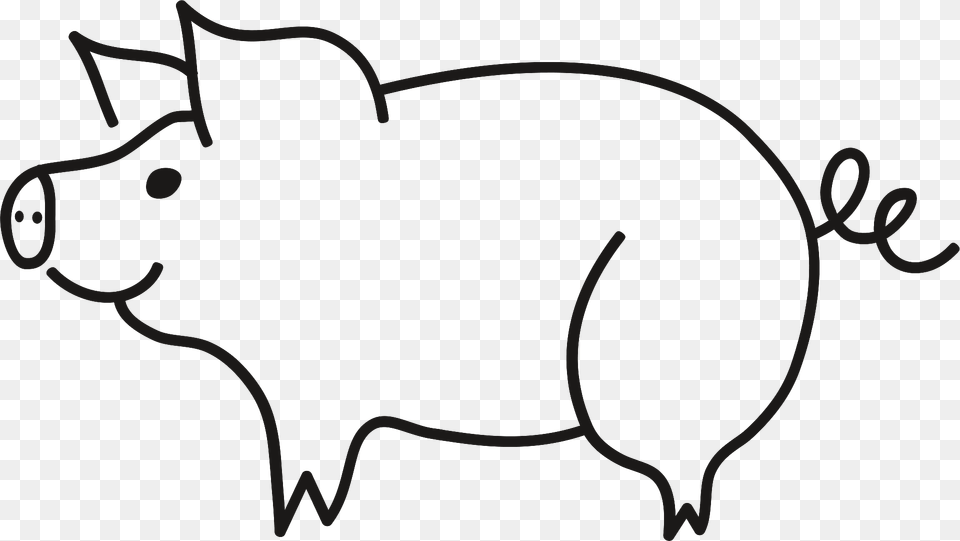 Pig Black And White Clipart, Animal, Boar, Hog, Mammal Free Transparent Png