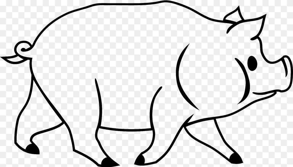 Pig Black And White Clipart, Animal, Mammal, Hog, Boar Free Transparent Png