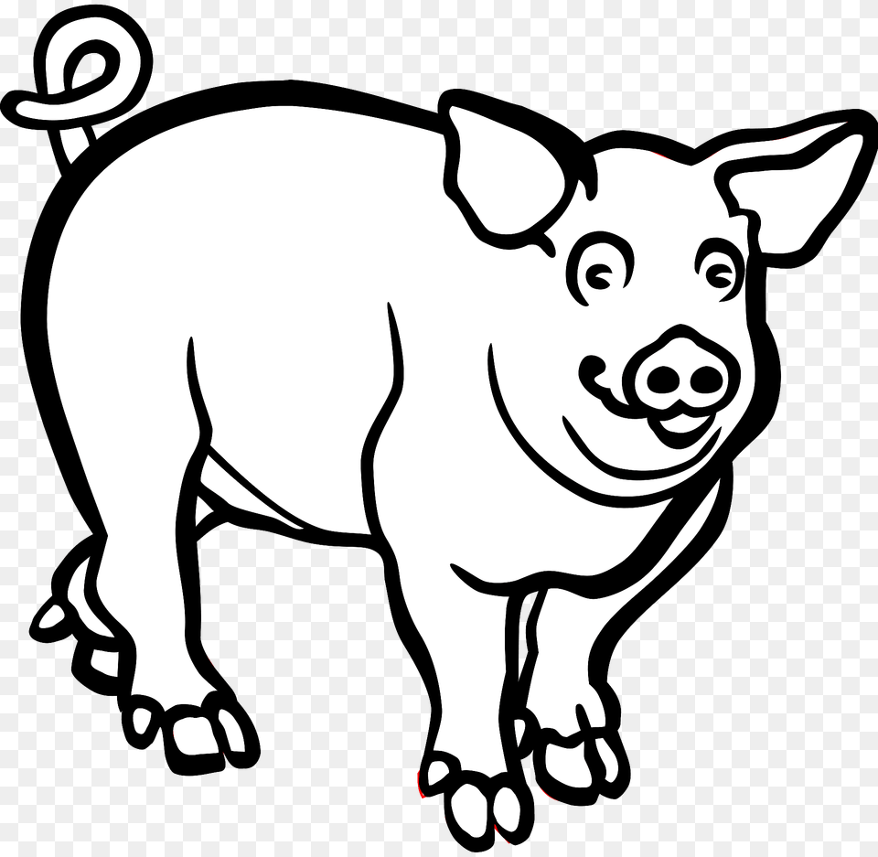 Pig Black And White Clipart, Animal, Hog, Mammal, Kangaroo Free Transparent Png