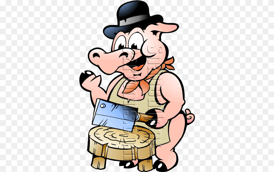 Pig Butcher With Butcher Block Pig Butcher Logo, Clothing, Hat, Person, Face Free Png Download