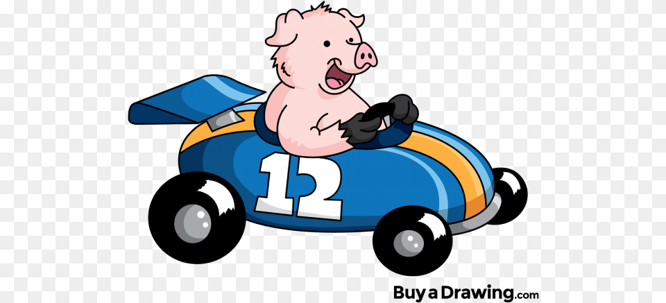 Pig Clipart Race Pig In A Race Car Download Full Pig In Race Car, Animal, Tool, Plant, Mammal Png