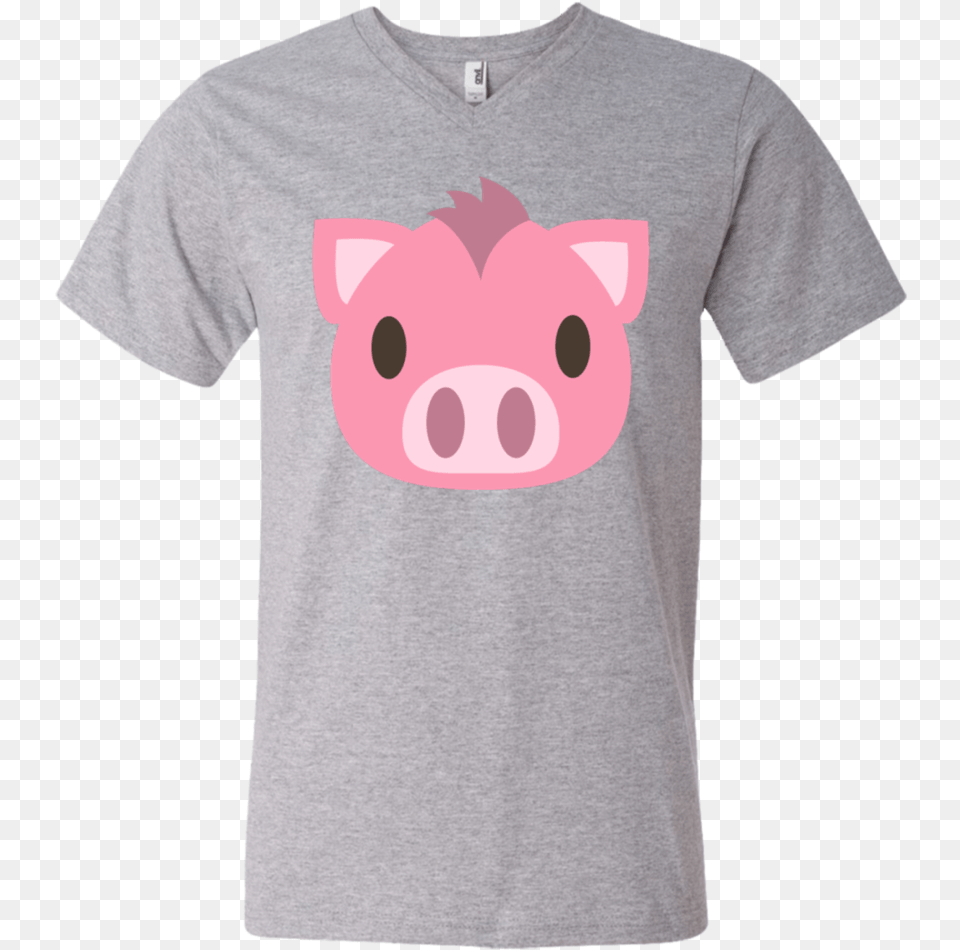 Pig Face Pig Face Emoji Men S V Neck T Shirt, Clothing, T-shirt, Animal, Mammal Png