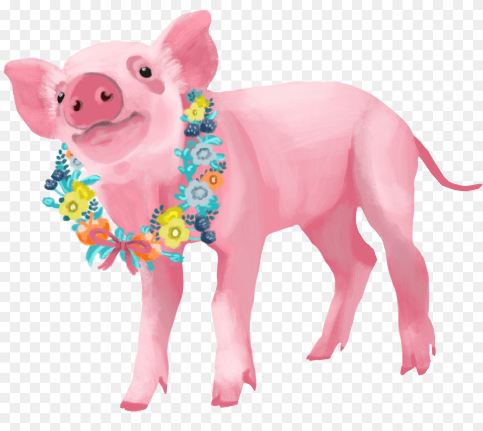 Pig Flower Wreath, Animal, Mammal, Hog Free Transparent Png