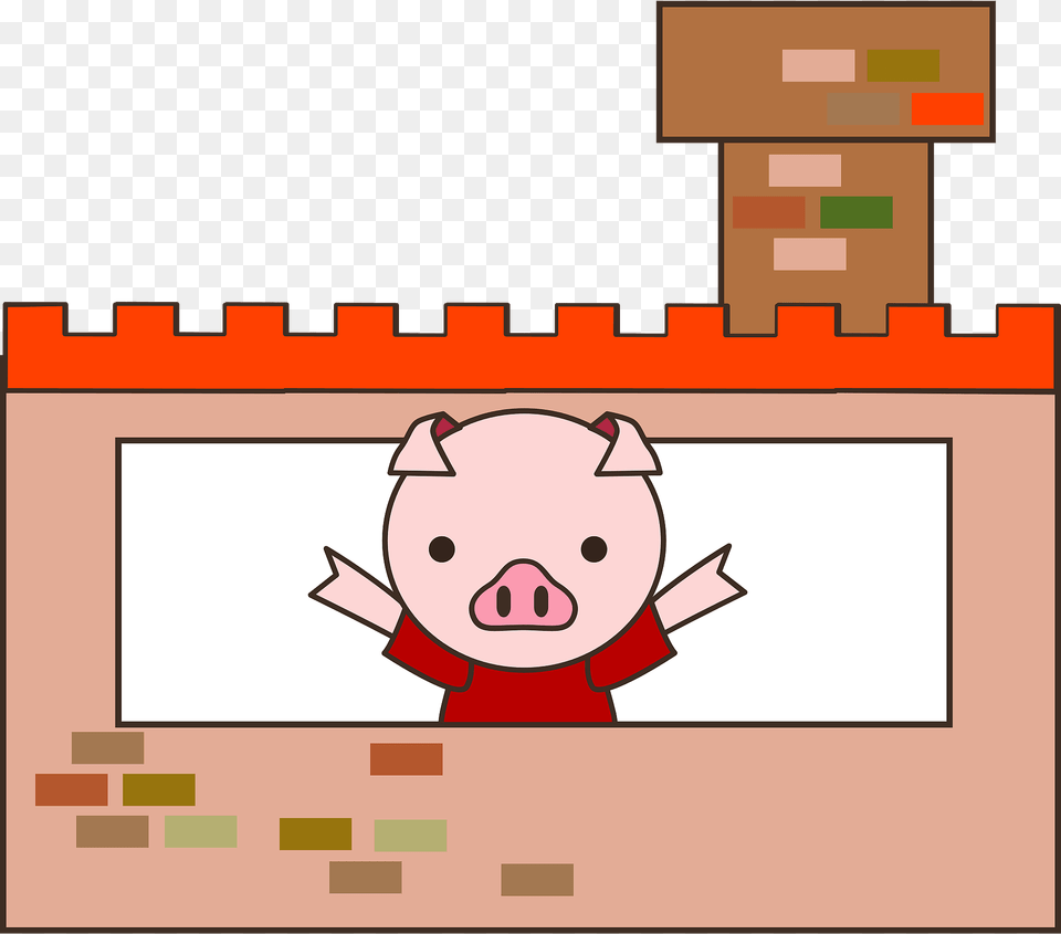 Pig From The Three Little Pigs Brick House Clipart, Baby, Person, Cartoon Free Png