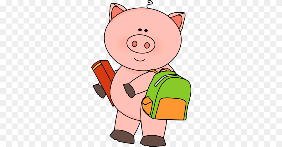 Pig Going To School Pig School Pig, Bag, Nature, Outdoors, Snow Free Transparent Png