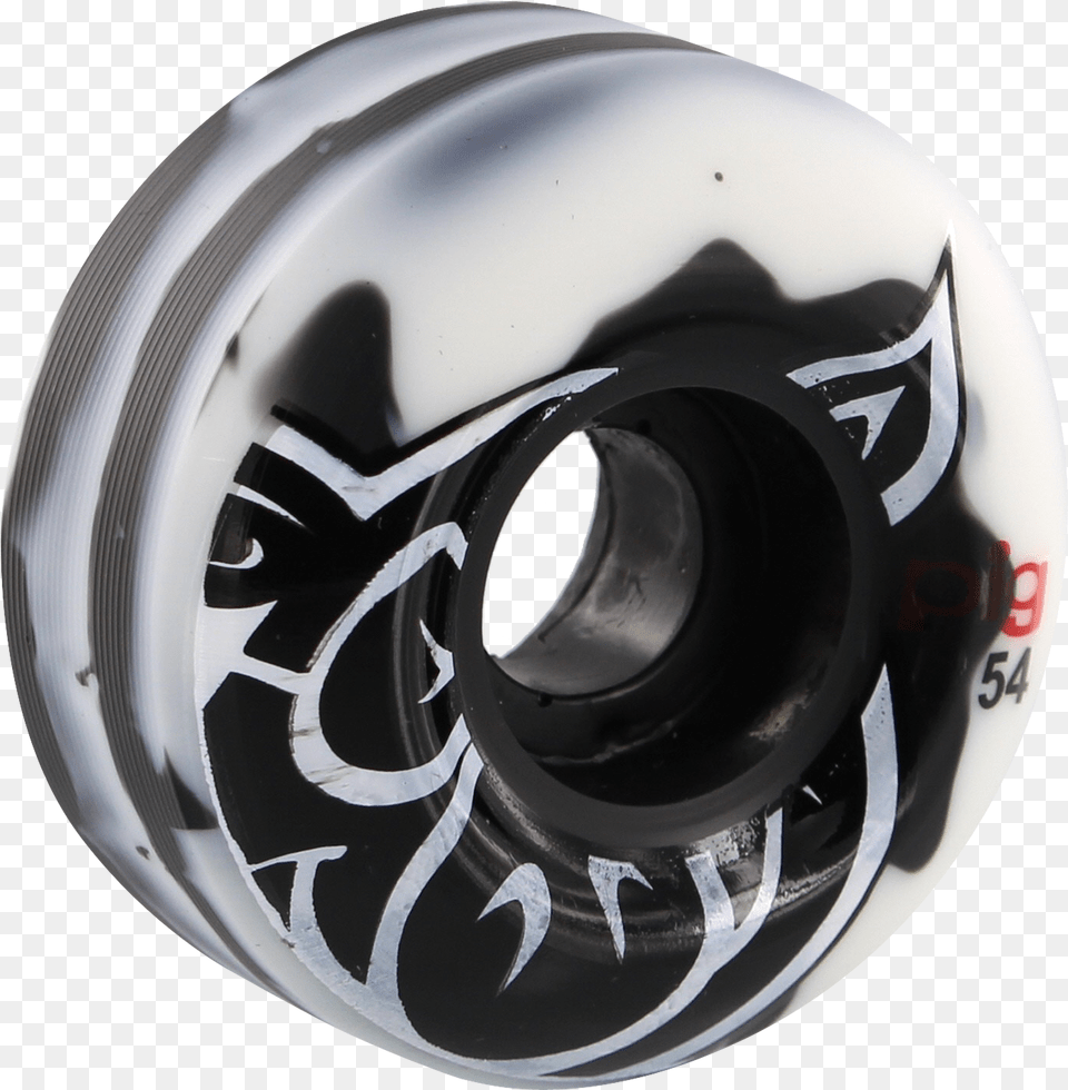 Pig Head Swirl 54mm Whiteblack Skateboard Wheels Formula One Tyres, Helmet, Machine, Wheel, Crash Helmet Png Image