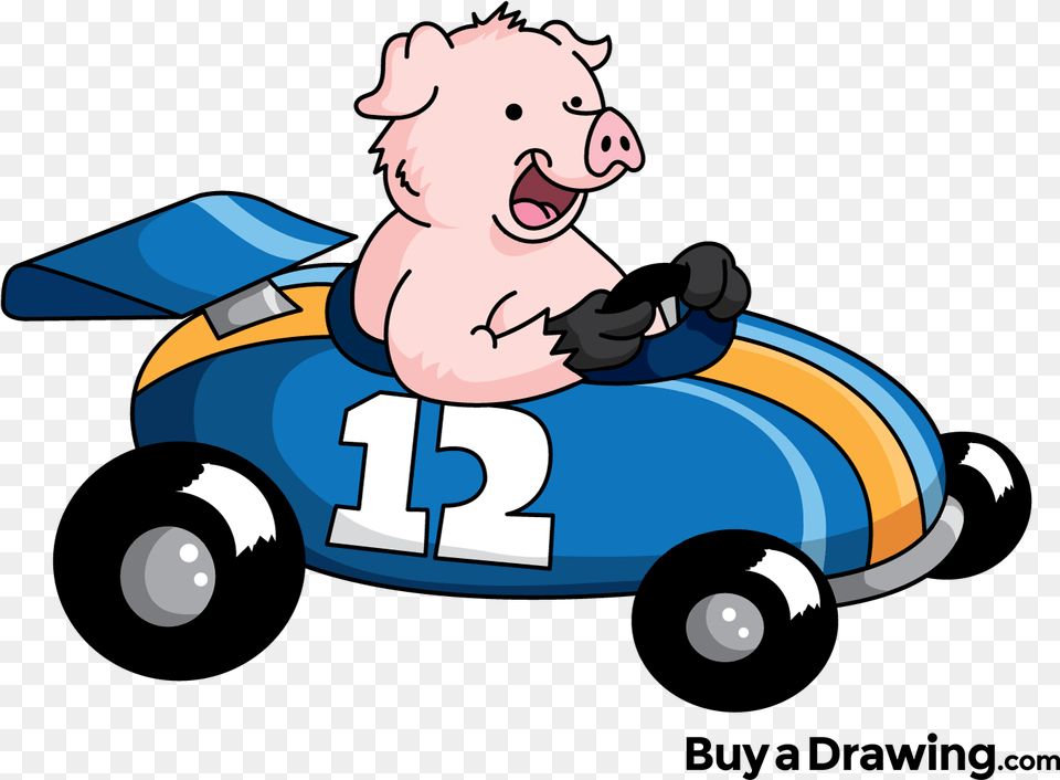 Pig In A Car, Device, Grass, Lawn, Lawn Mower Png